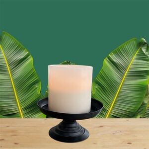Elegant Cream Candle on Black Holder